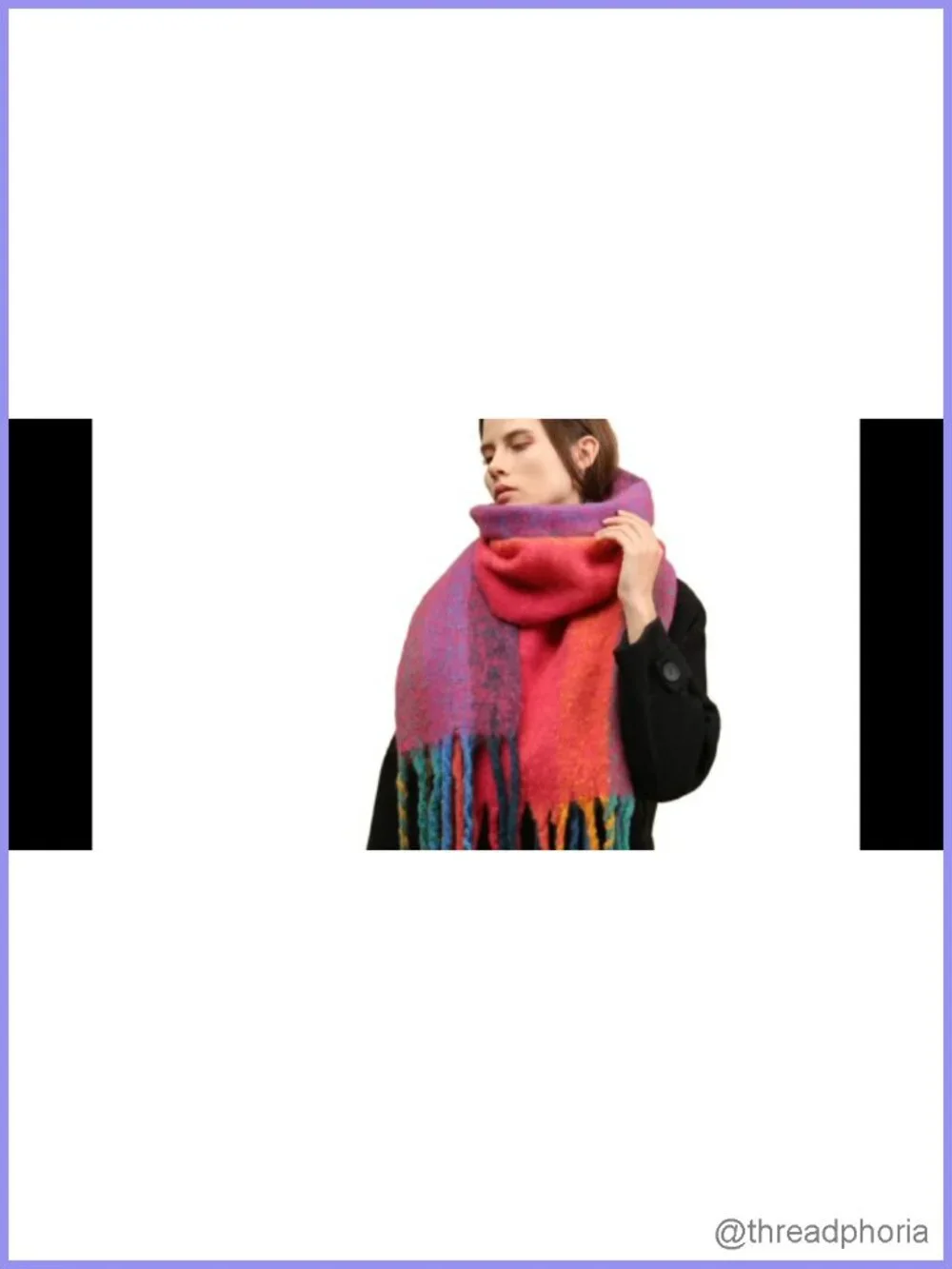 Chunky Knit Winter Scarf Wrap Shawl for Women - Warm Thick Plaid Cozy Pashmina,